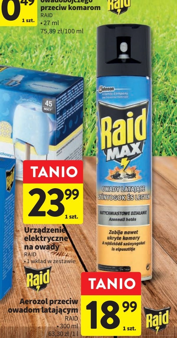 Spray przeciw owadom latającym Raid max promocja