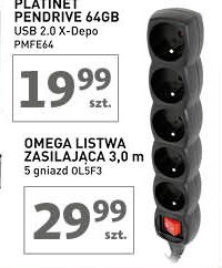 Listwa zasilająca 3m Omega promocja w Auchan