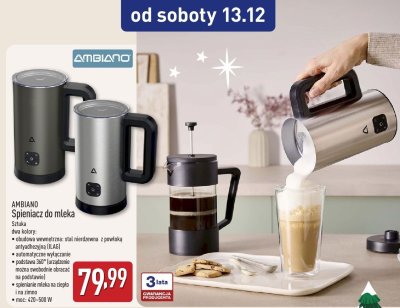 Spieniacz do mleka AMBIANO promocja w Aldi