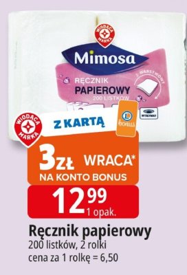 Ręcznik papierowy Mimosa 200 listków, 2 rolki promocja w Leclerc