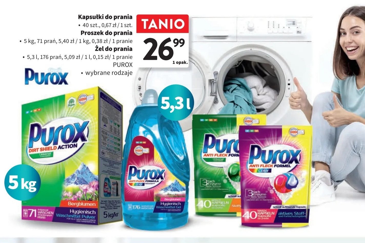Kapsułki do prania color & white Purox promocja