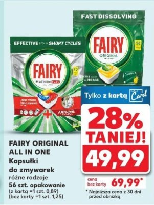 Kapsułki do zmywarki Fairy Original All in One różne rodzaje 56 szt. promocja w Kaufland