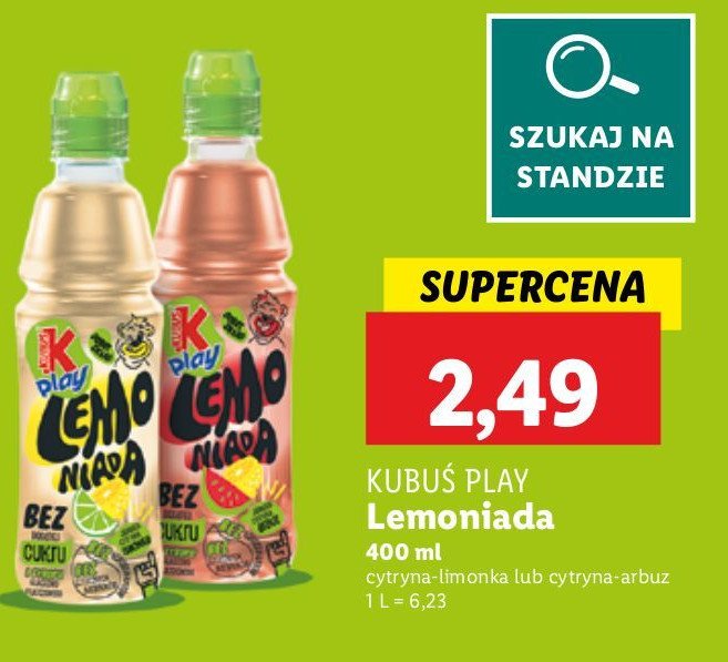Lemoniada arbuz Kubuś play! promocja w Lidl