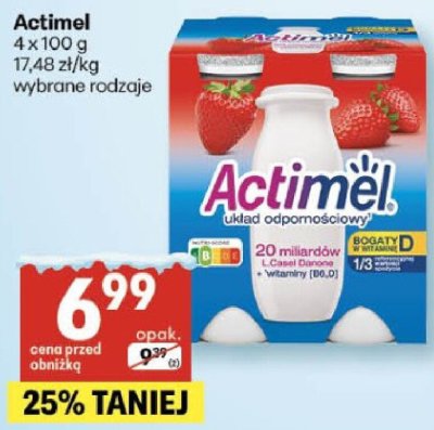 Actimel 4x100g wybrane rodzaje promocja w Delikatesy Centrum