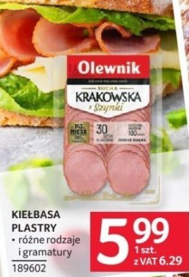 Kiełbasa plastry różne rodzaje i gramatury promocja w Selgros