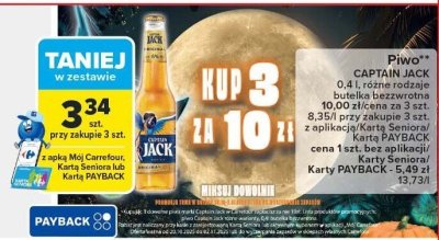 Piwo Captain Jack 400 ml, różne rodzaje promocja w Carrefour