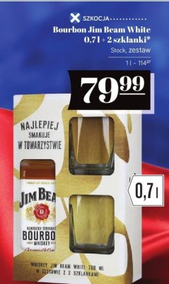 Bourbon Jim Beam White 0,7l + 2 szklanki promocja w POLOmarket