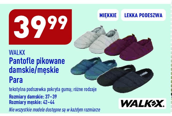 Pantofle pikowane męskie 42-44 Walkx promocja