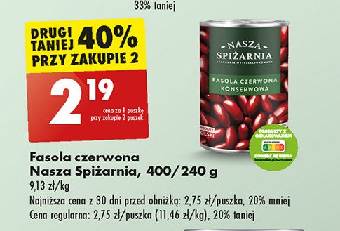 Fasola konserwowa czerwona Nasza spiżarnia promocja w Biedronka