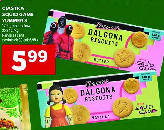 Ciastka squid game butter YUMMER'S promocja