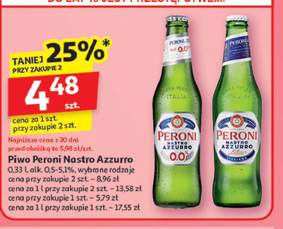 Piwo Peroni 0.0% promocja w Auchan