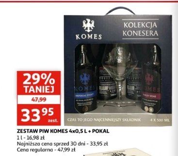 Piwo + pokal Komes potrójny złoty + komes podwójny ciemny + komes porter bałtycki + komes poczwórny bursztynowy promocja