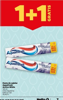 Pasta do zębów Aquafresh Active White promocja w Netto