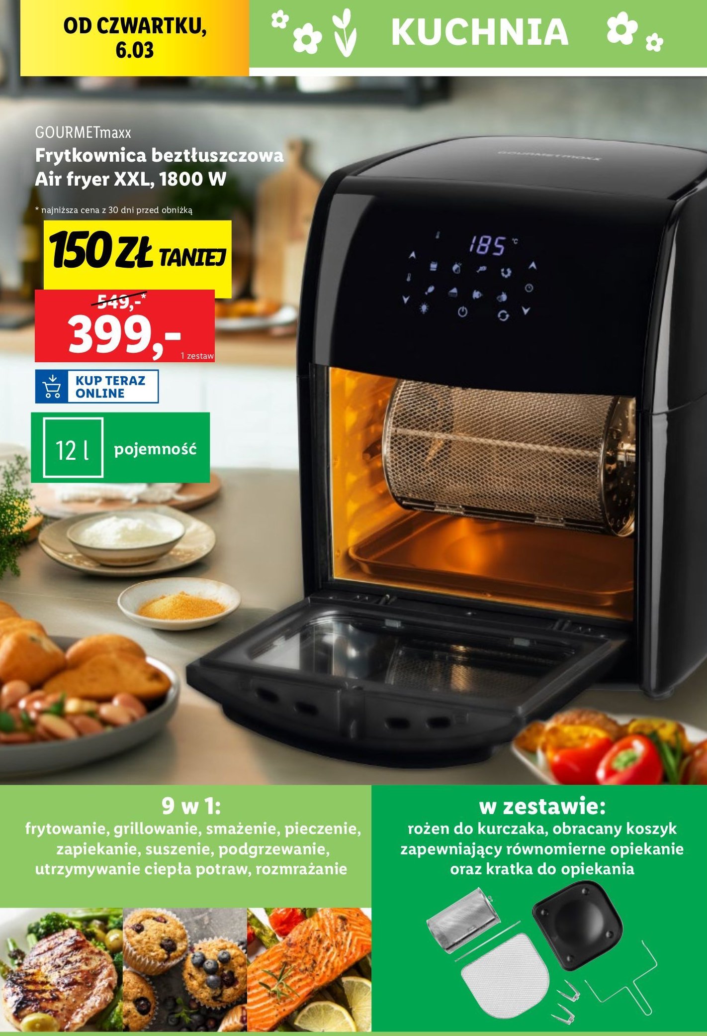 Frytkownica beztłuszczowa 1800w Gourmetmaxx promocja