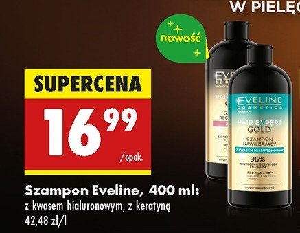 Szampon z kwasem hialuronowym Eveline cosmetics hair expert gold promocja w Biedronka