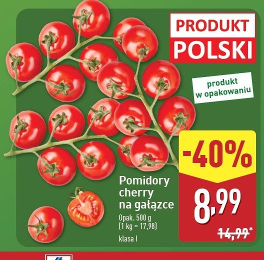 Pomidory cherry gałązka promocja w Aldi