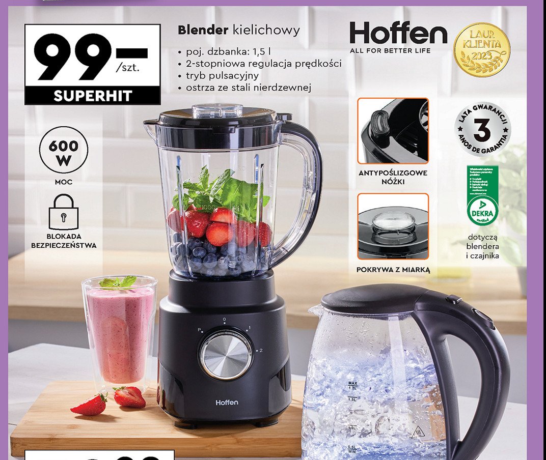 Blender kielichowy 600w Hoffen promocja