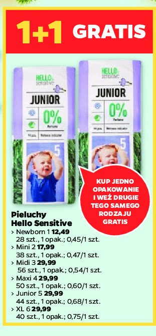 Pieluchy newborn Hello sensitive promocja