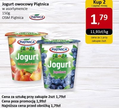 Jogurt owocowy Piątnica w asortymencie OSM Piątnica promocja w Market Point