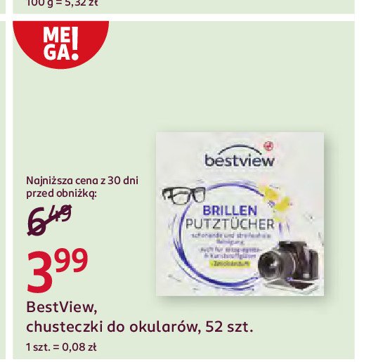 Chusteczki do czyszczenia okularów Bestview promocja w Rossmann