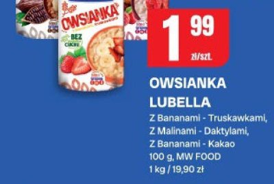 Owsianka Lubella Z Bananami - Truskawkami, Z Malinami - Daktylami, Z Bananami - Kakao promocja w Chorten