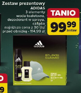 Zestaw w pudełku pure game dezodorant pure game 150 ml + dezodorant w szkle pure game 75 ml Adidas zestawy Adidas cosmetics promocja w Carrefour