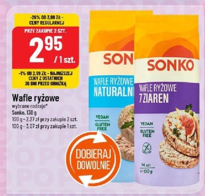 Wafle ryżowe wybrane rodzaje Sonko promocja w POLOmarket