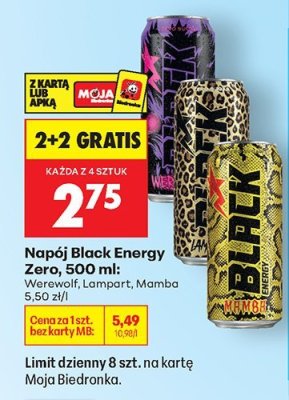 Napój energetyczny Black Energy Zero Lampart promocja w Biedronka