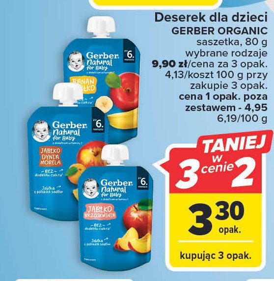 Deserek jabłko brzoskiwnia Gerber natural for baby promocja