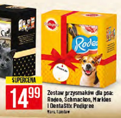 Zestaw przysmaków dla psa: rodeo + schmackos + markies + dentastix Pedigree zestaw promocja