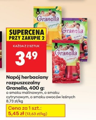 Napój herbaciany rozpuszczalny Granella 400 g malinowy, cytrynowy, owoce leśne promocja w Biedronka