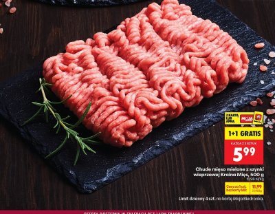 Mięso mielone Chude z szynki wieprzowej Kraina Mięs promocja w Biedronka