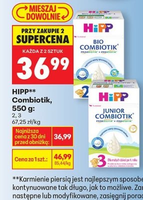 Mleko HiPP Combiotik, 550 g różne rodzaje 2,3 promocja w Biedronka