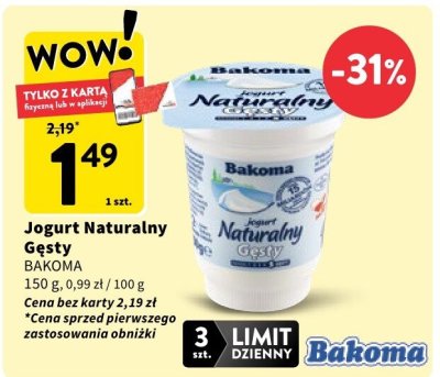 Jogurt Naturalny Gęsty 150 g promocja w Intermarche