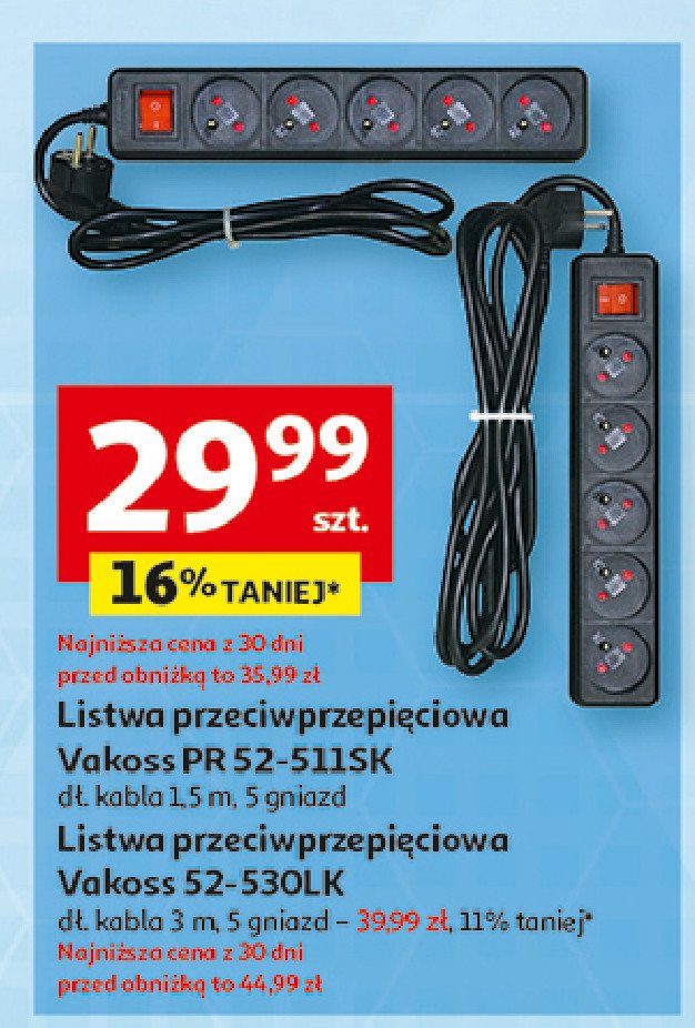 Listwa zasilająca 52-511sk Vakoss promocja w Auchan