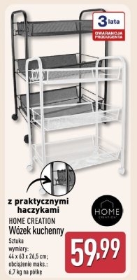 Wózek kuchenny HOME CREATION z praktycznymi haczykami promocja w Aldi
