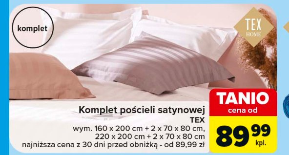 Komplet poscieli satynowej 160 x 200 + 2 x 70 x 80 cm TEX HOME promocja