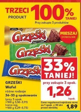 Wafelek kakaowy w czekoladzie mlecznej Grze艣ki promocja