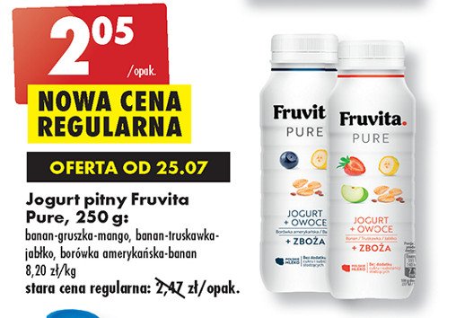 Jogurt borówka - banan + płatki owsiane i siemię lniane Fruvita pure Fruvitaland promocja