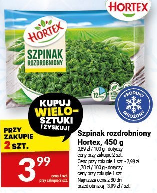 Szpinak rozdrobniony Hortex, 450 g promocja w Twój Market