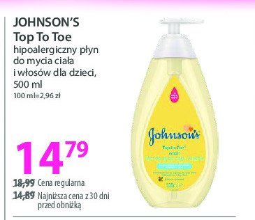 Płyn do mycia ciała i włosów 3w1 top to toe Johnson's baby promocja