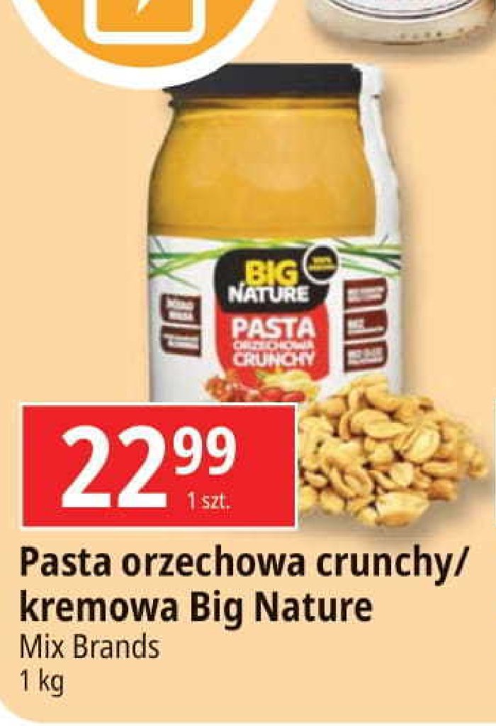 Pasta orzechowa crunchy Big nature promocja