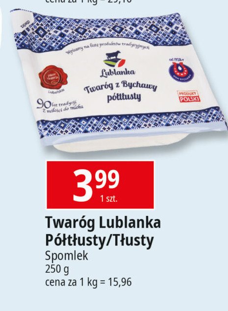 Twaróg z bychawy półtłusty Lublanka promocja w Leclerc