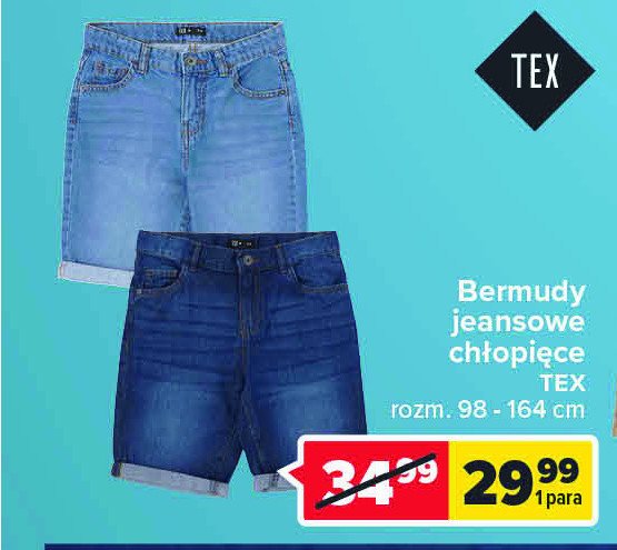Bermudy chłopięce jeans 98-164 cm Tex promocje