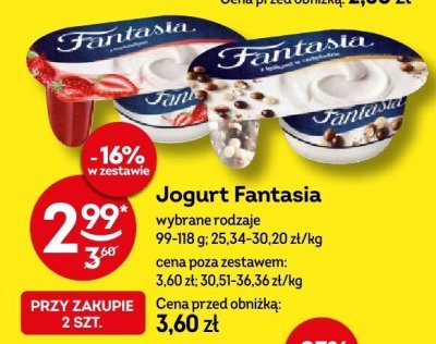 Jogurt Fantasia wybrane rodzaje promocja w Żabka