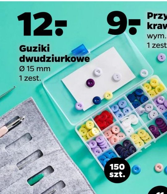 Guziki dwudziurkowe 15 mm promocja w Netto