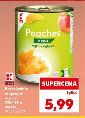 Brzoskwinie w syropie plastry K-classic promocja