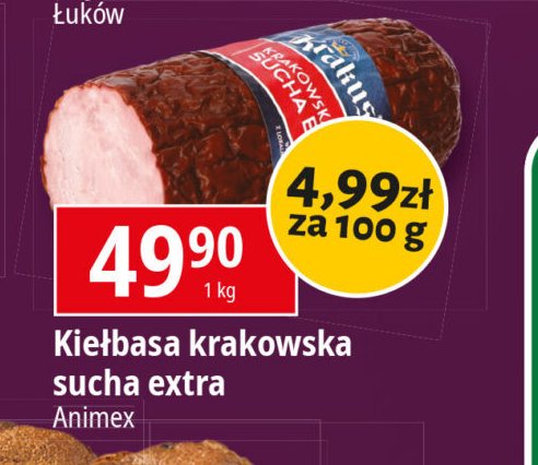 Kiełbasa krakowska sucha Krakus animex promocja w Leclerc