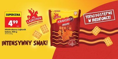 Krakersy Minikrakersy Lajkonik bekon, 100 g promocja w Biedronka