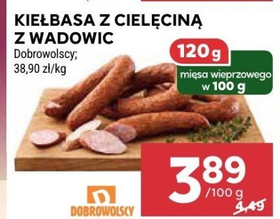 Kiełbasa z cielęciną z Wadowic Dobrowolscy promocja w Stokrotka